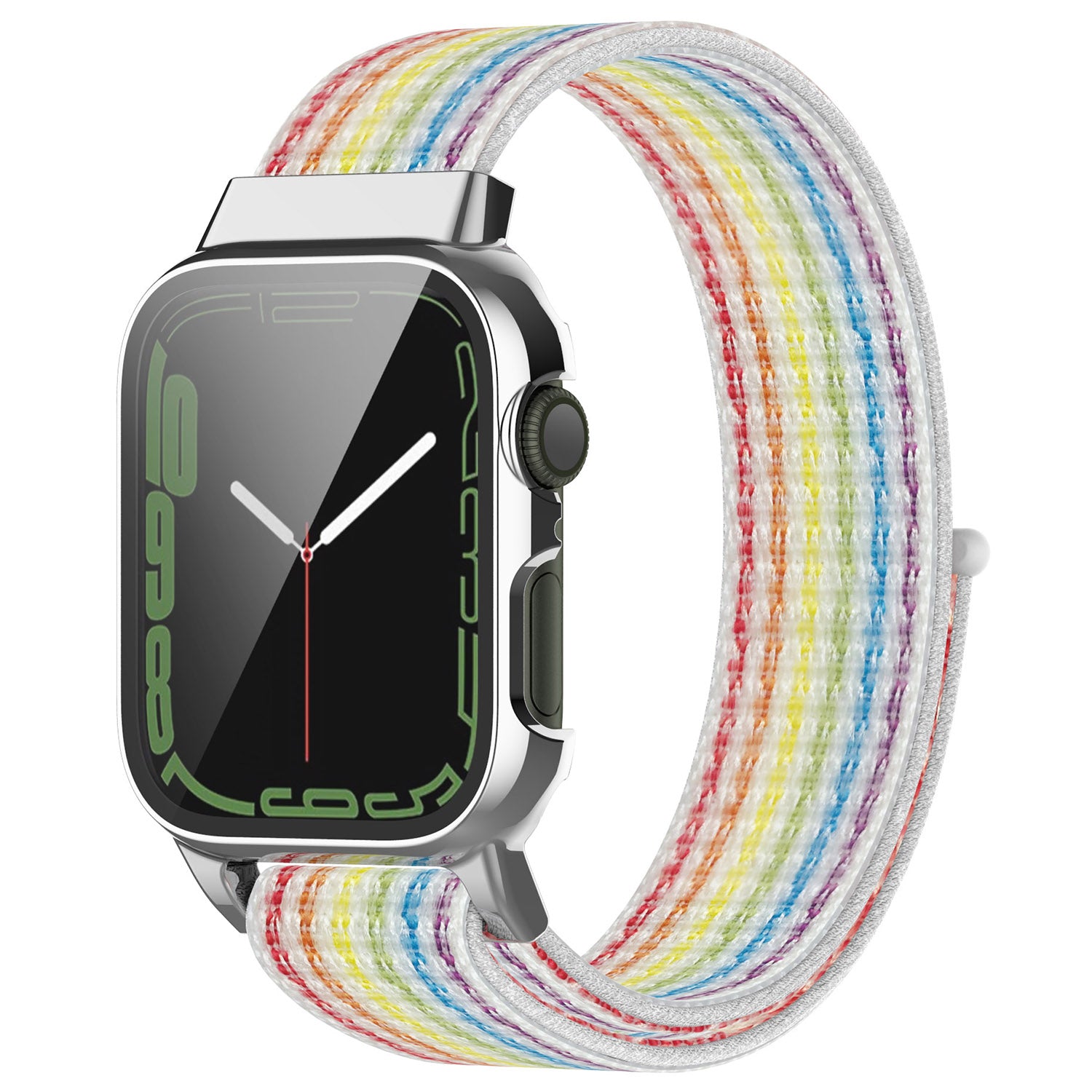 Loop Fastener Nylon Watch Band Strap + Tempered Glass Film Electroplating PC Watch Case Cover for Apple Watch Series 7 45mm Loop Fastener Nylon Watch Band Strap + Tempered Glass Film Electroplating PC Watch Case Cover for Apple Watch Series 7 45mm